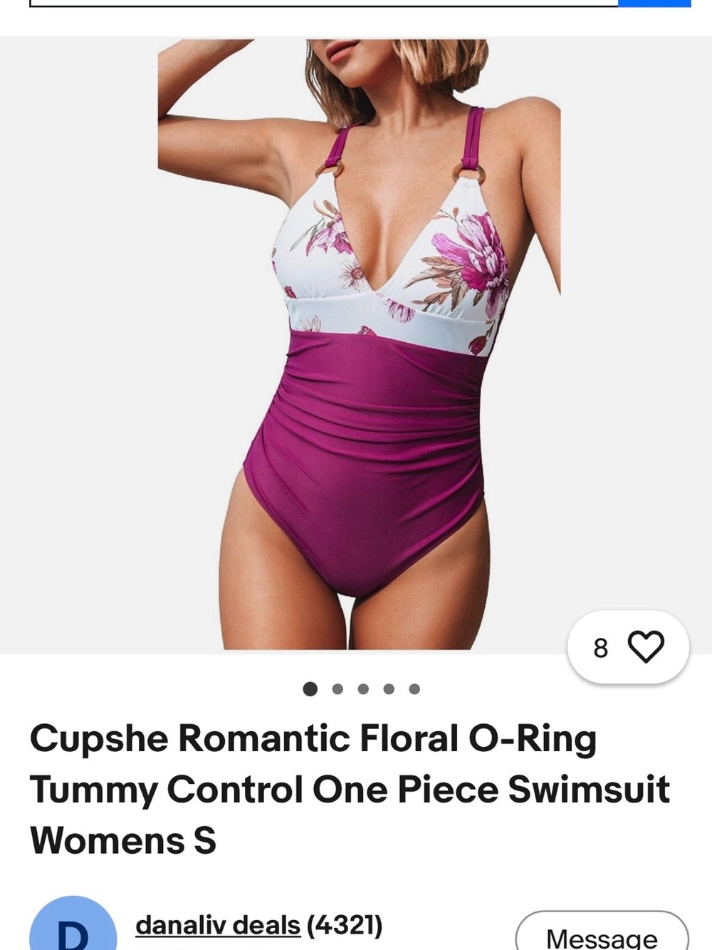 Cupshe Magenta and White Floral O-Ring One-Piece Swimsuit